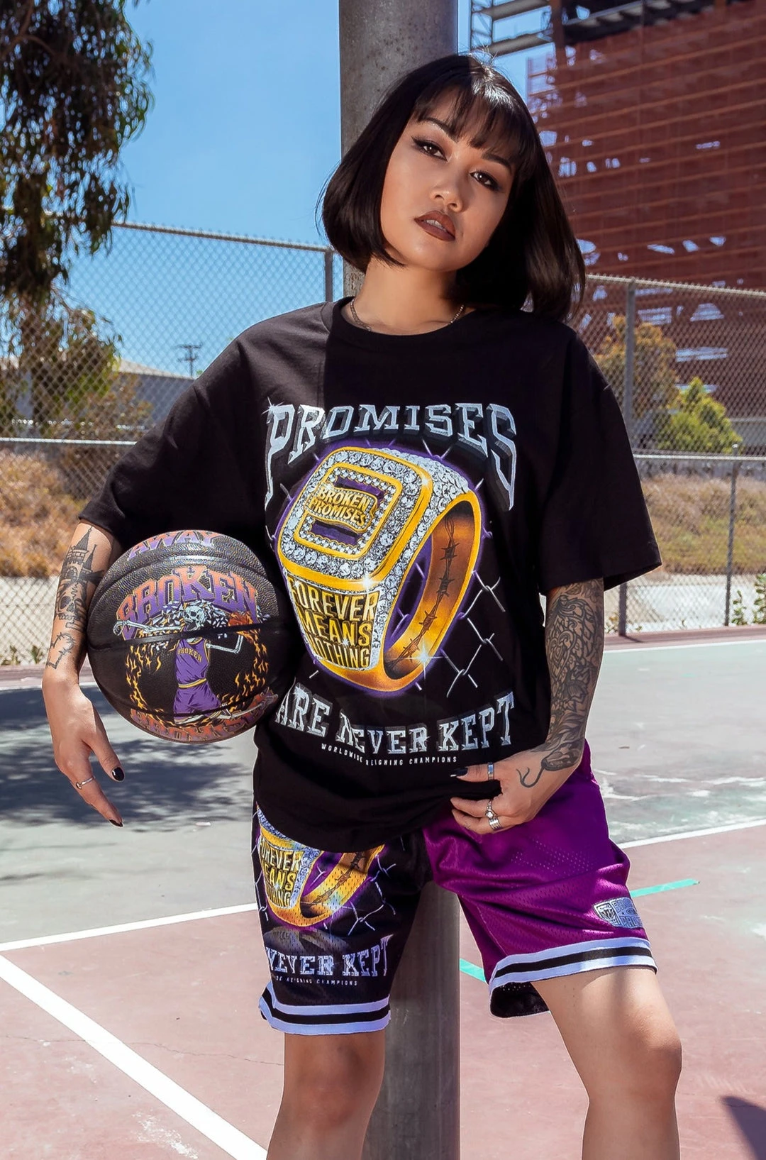 BROKEN PROMISES Shirts Champion Ring Tee Black