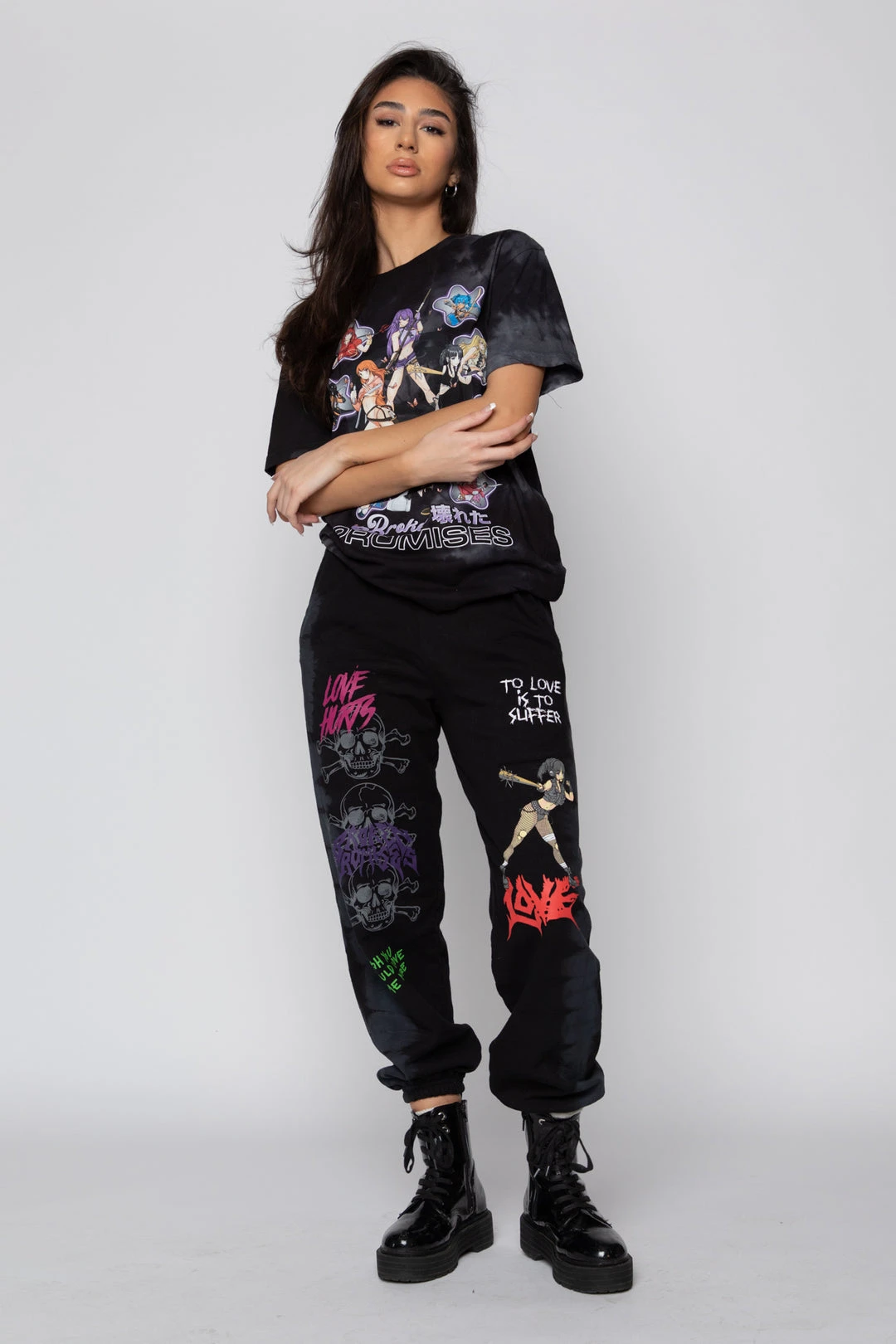 BROKEN PROMISES Love Me More Sweatpants Black