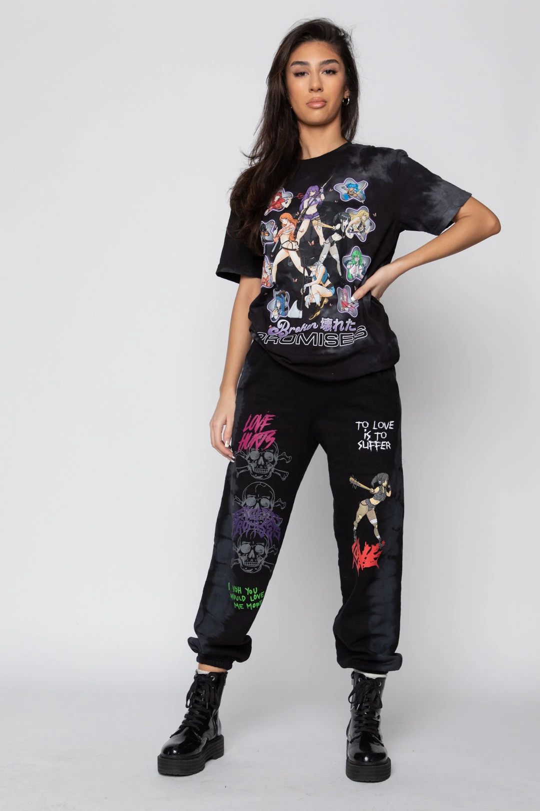 BROKEN PROMISES Love Me More Sweatpants Black