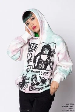 BROKEN PROMISES Demon Lover Hoodie White Tie Dye