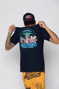 BROKEN PROMISES Let's Fight Tee Navy Shirts