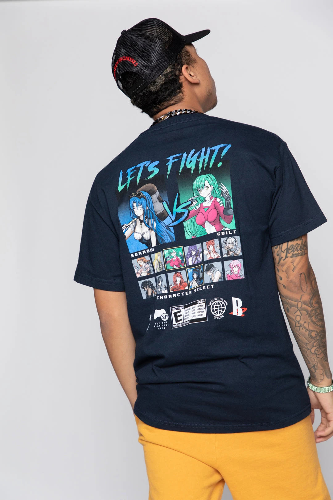 BROKEN PROMISES Let's Fight Tee Navy Shirts