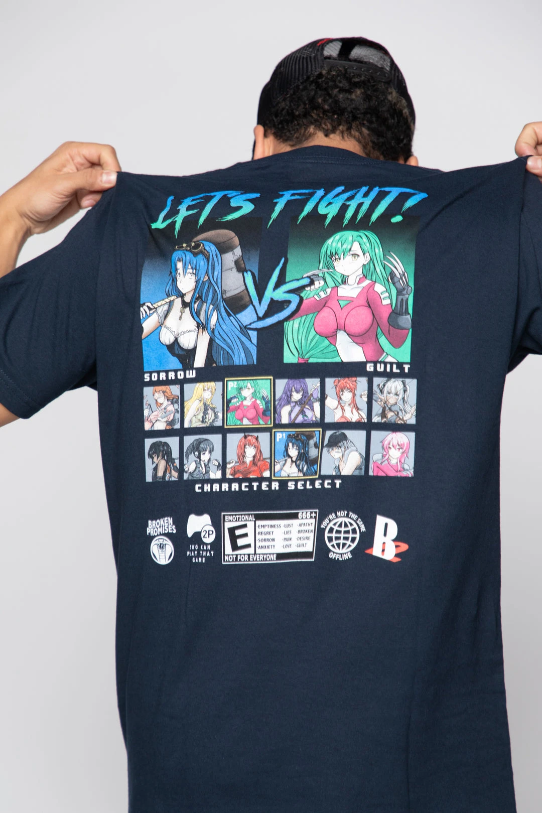 BROKEN PROMISES Let's Fight Tee Navy Shirts