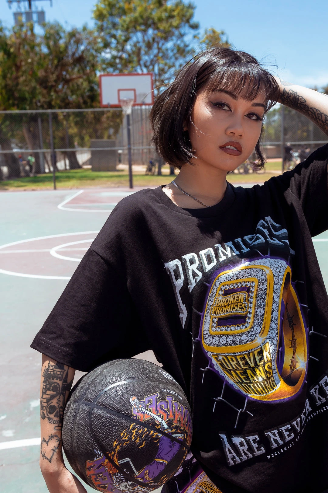 BROKEN PROMISES Shirts Champion Ring Tee Black