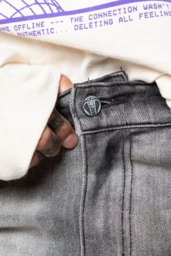 CASH Stitch And Rip Denim - Smoke Grey Bottoms