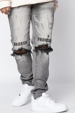 CASH Stitch And Rip Denim - Smoke Grey Bottoms