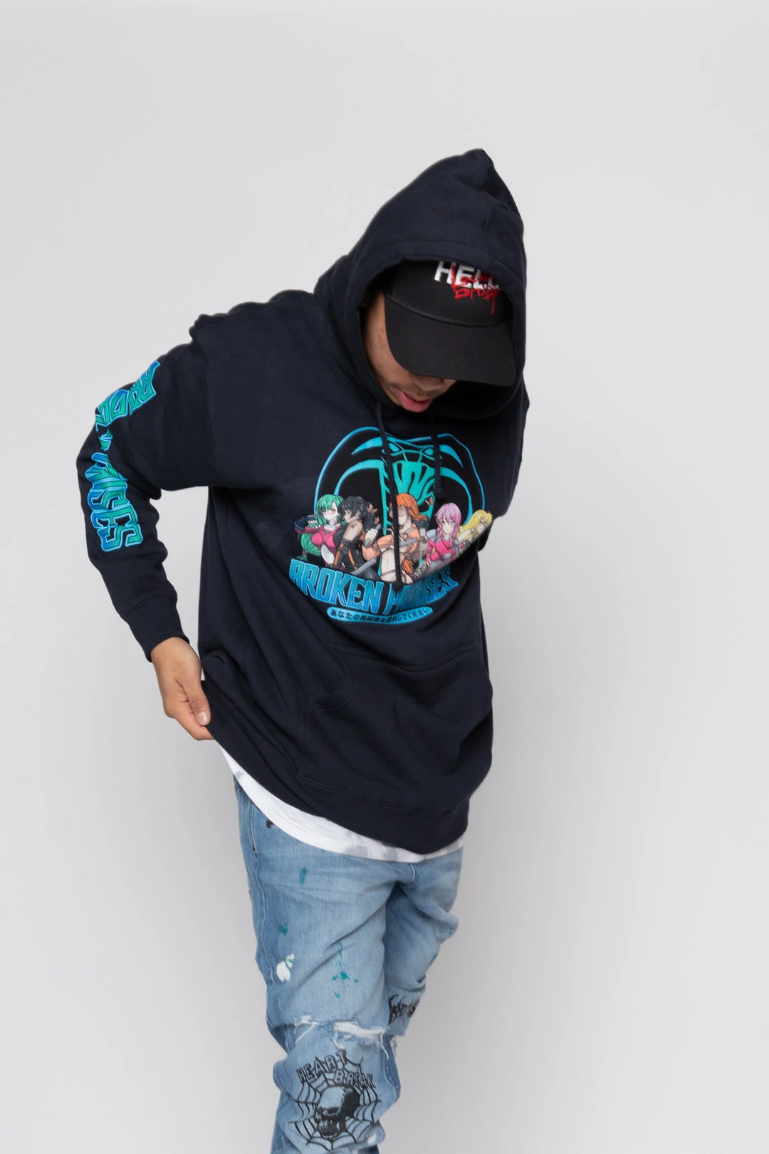 BROKEN PROMISES Let's Fight Hoodie Navy