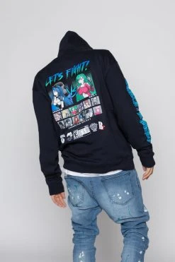 BROKEN PROMISES Let's Fight Hoodie Navy