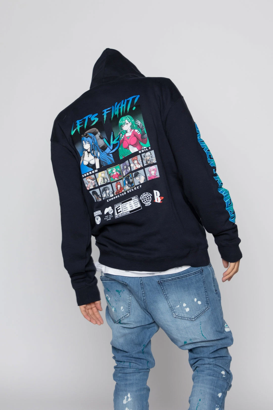 BROKEN PROMISES Let's Fight Hoodie Navy