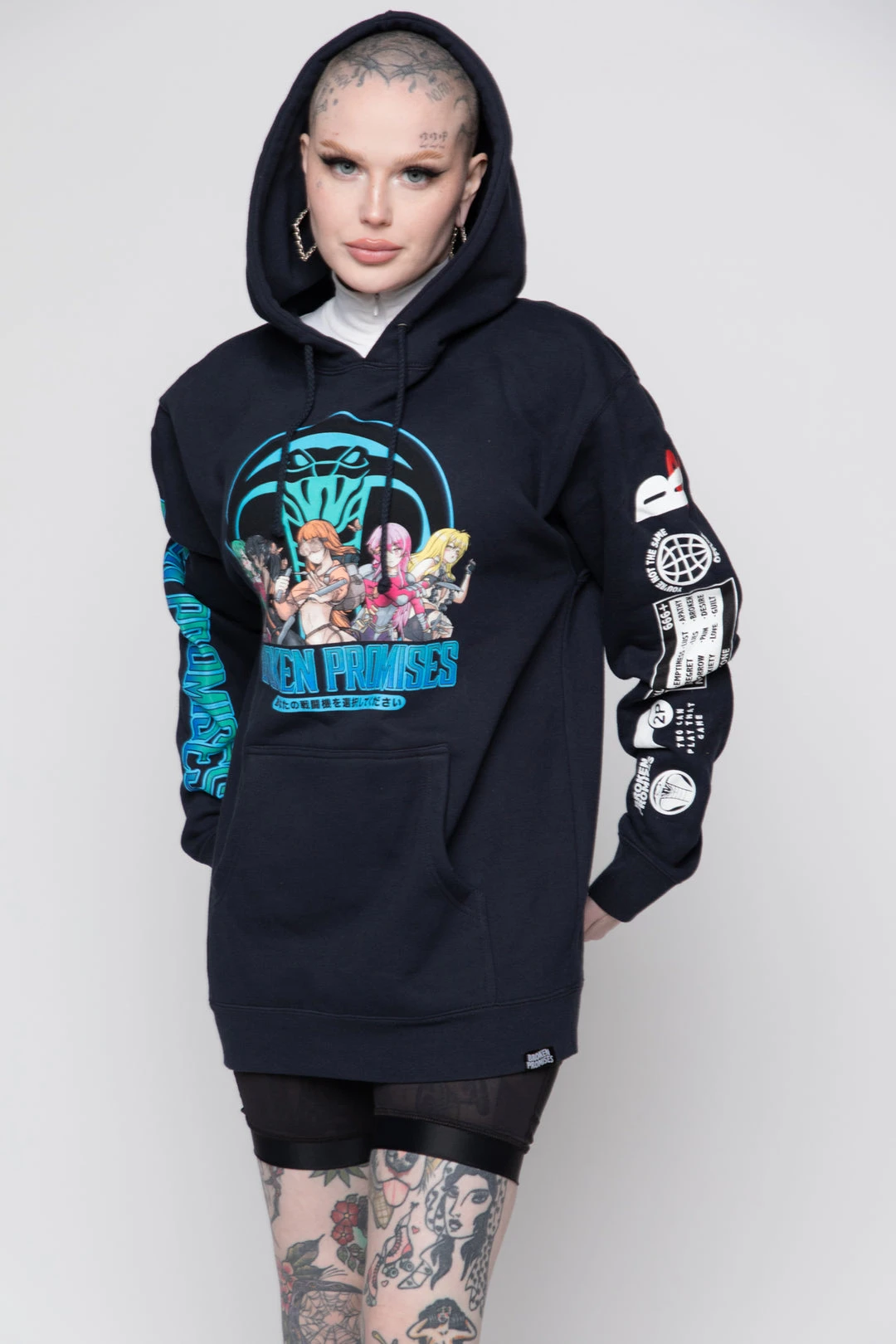 BROKEN PROMISES Let's Fight Hoodie Navy