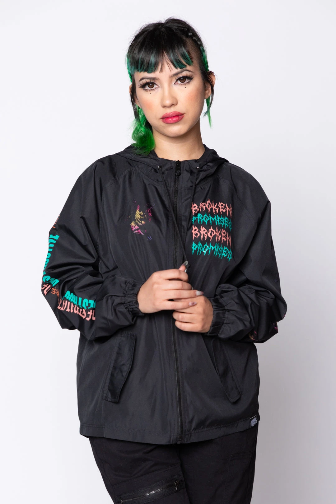 BROKEN PROMISES Destructive Nature Black Windbreaker