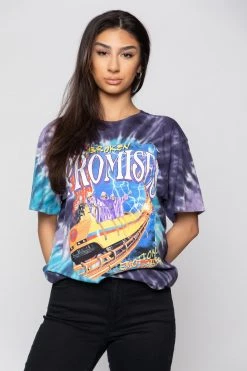 BROKEN PROMISES Up's And Down's Tie Dye Tee Purple