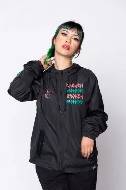 BROKEN PROMISES Destructive Nature Black Windbreaker