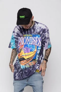 BROKEN PROMISES Up's And Down's Tie Dye Tee Purple