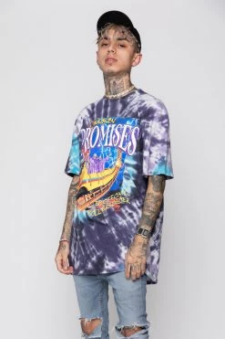 BROKEN PROMISES Up's And Down's Tie Dye Tee Purple