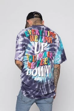 BROKEN PROMISES Up's And Down's Tie Dye Tee Purple