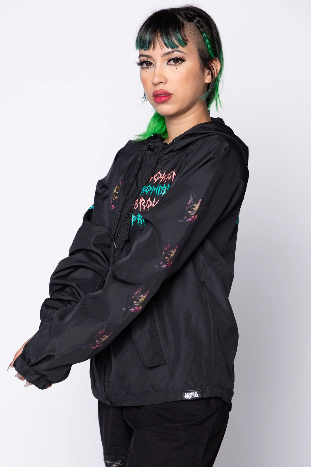 BROKEN PROMISES Destructive Nature Black Windbreaker