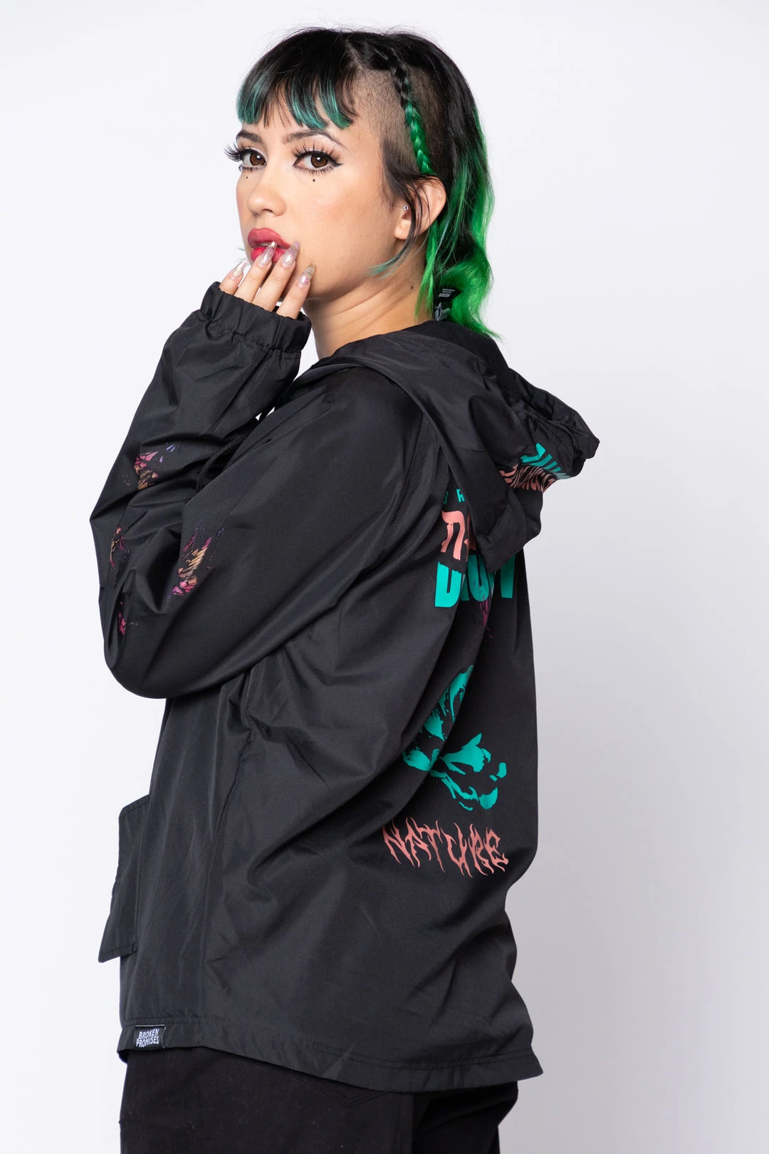 BROKEN PROMISES Destructive Nature Black Windbreaker