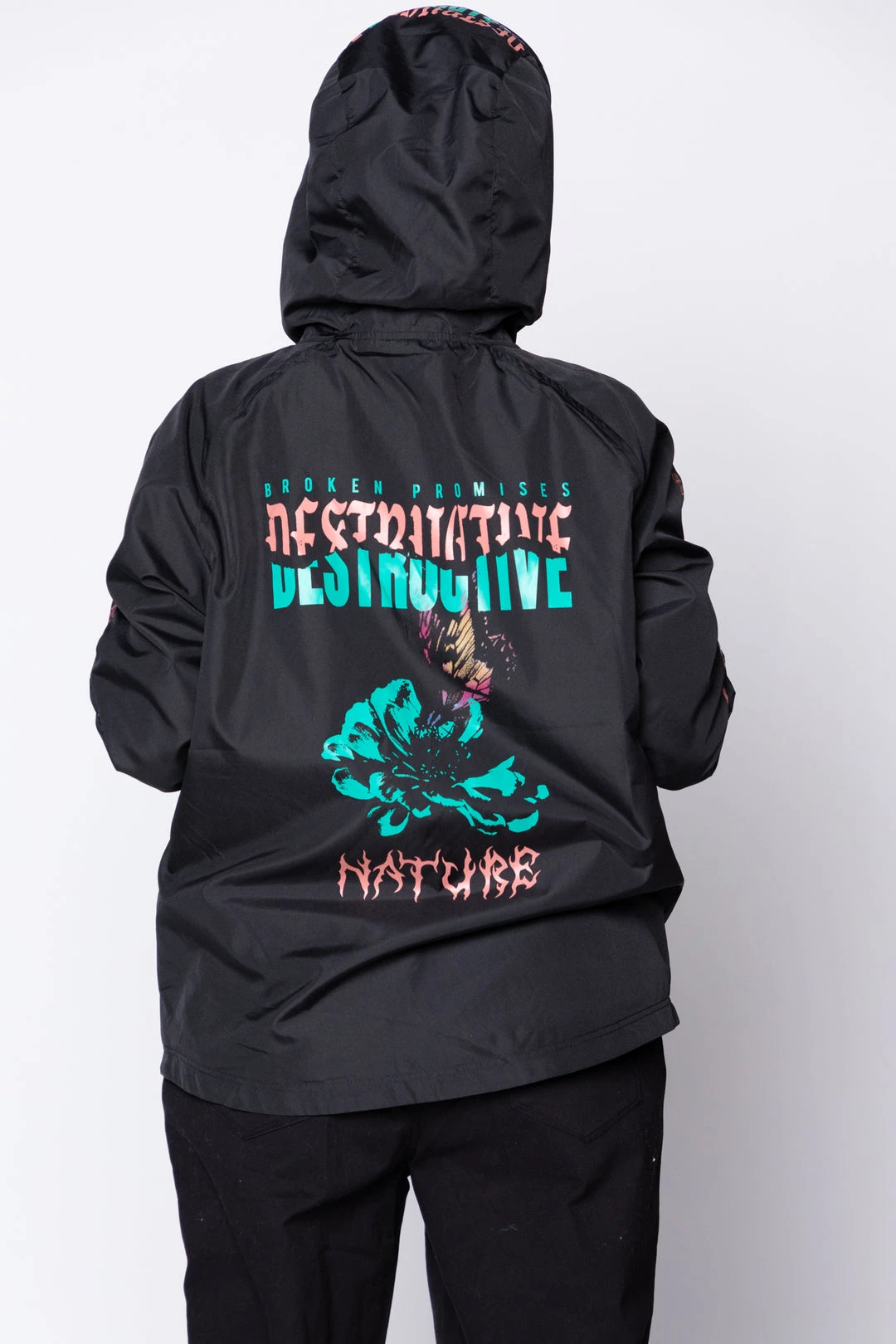 BROKEN PROMISES Destructive Nature Black Windbreaker