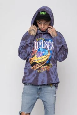 CASH Hoodies Up Down Tie Dye Hoodie Wash Blue