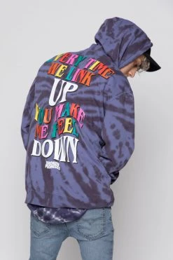 CASH Hoodies Up Down Tie Dye Hoodie Wash Blue