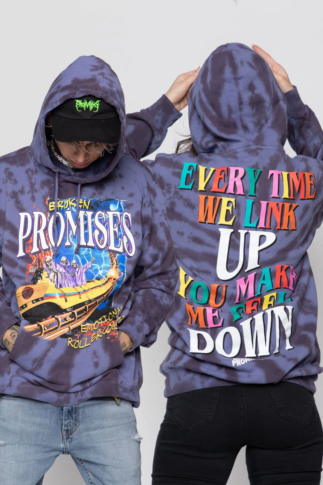 CASH Hoodies Up Down Tie Dye Hoodie Wash Blue