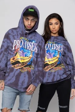 CASH Hoodies Up Down Tie Dye Hoodie Wash Blue