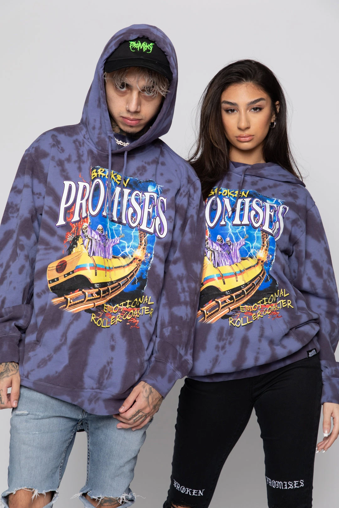 CASH Hoodies Up Down Tie Dye Hoodie Wash Blue