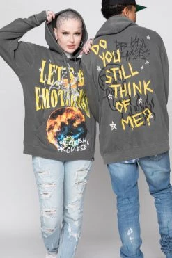 BROKEN PROMISES Hoodies Think Of Me Vintage Wash Hoodie