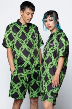 BROKEN PROMISES Link Up Button-Up Shirt Shirts