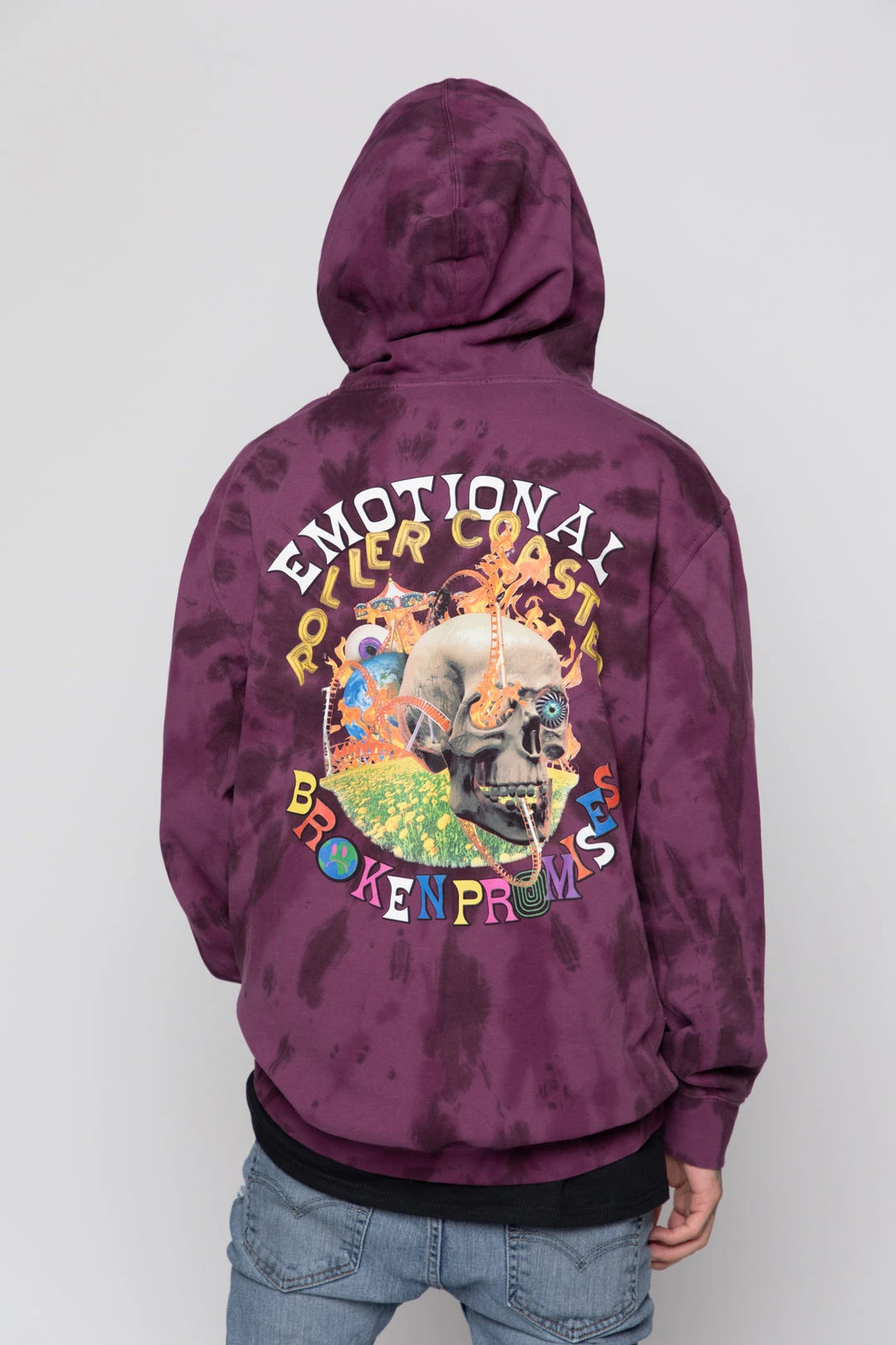 BROKEN PROMISES Hoodies Emotional Spiral Dye Hoodie Wash Purple