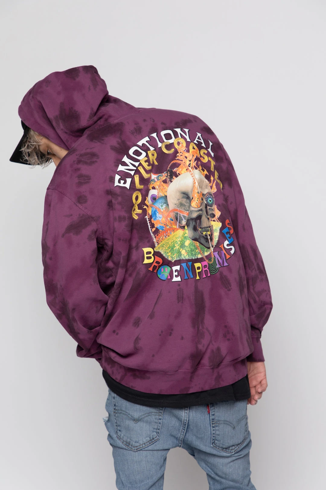 BROKEN PROMISES Hoodies Emotional Spiral Dye Hoodie Wash Purple