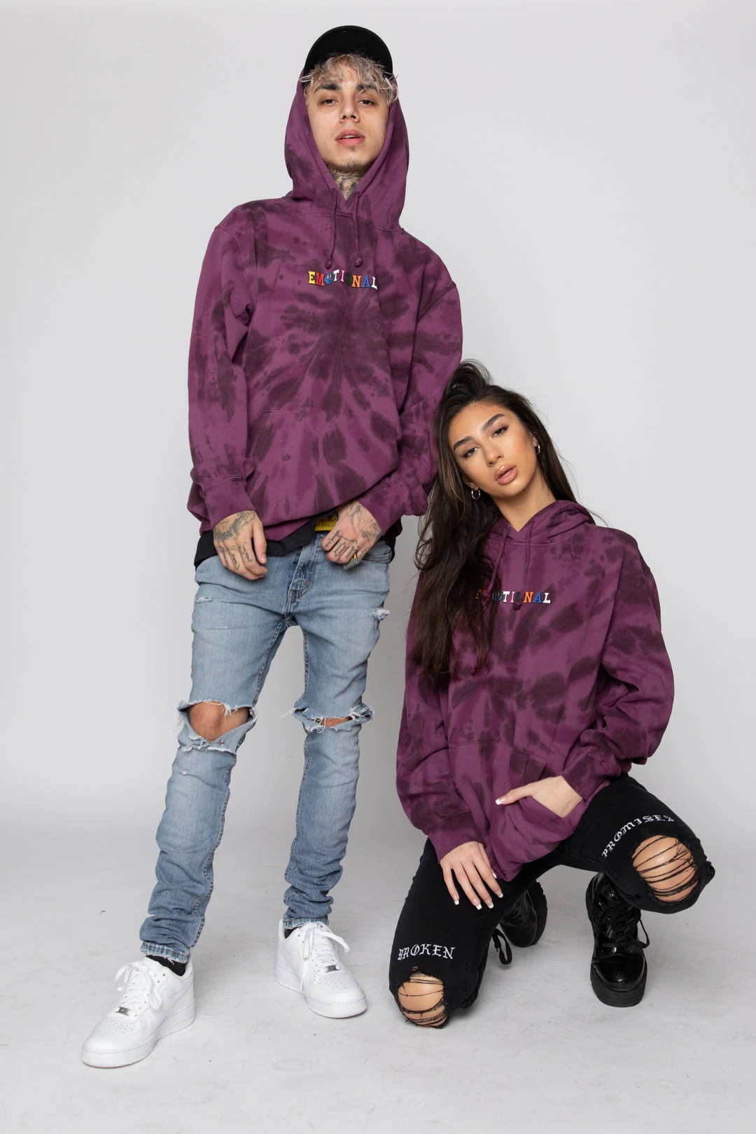 BROKEN PROMISES Hoodies Emotional Spiral Dye Hoodie Wash Purple