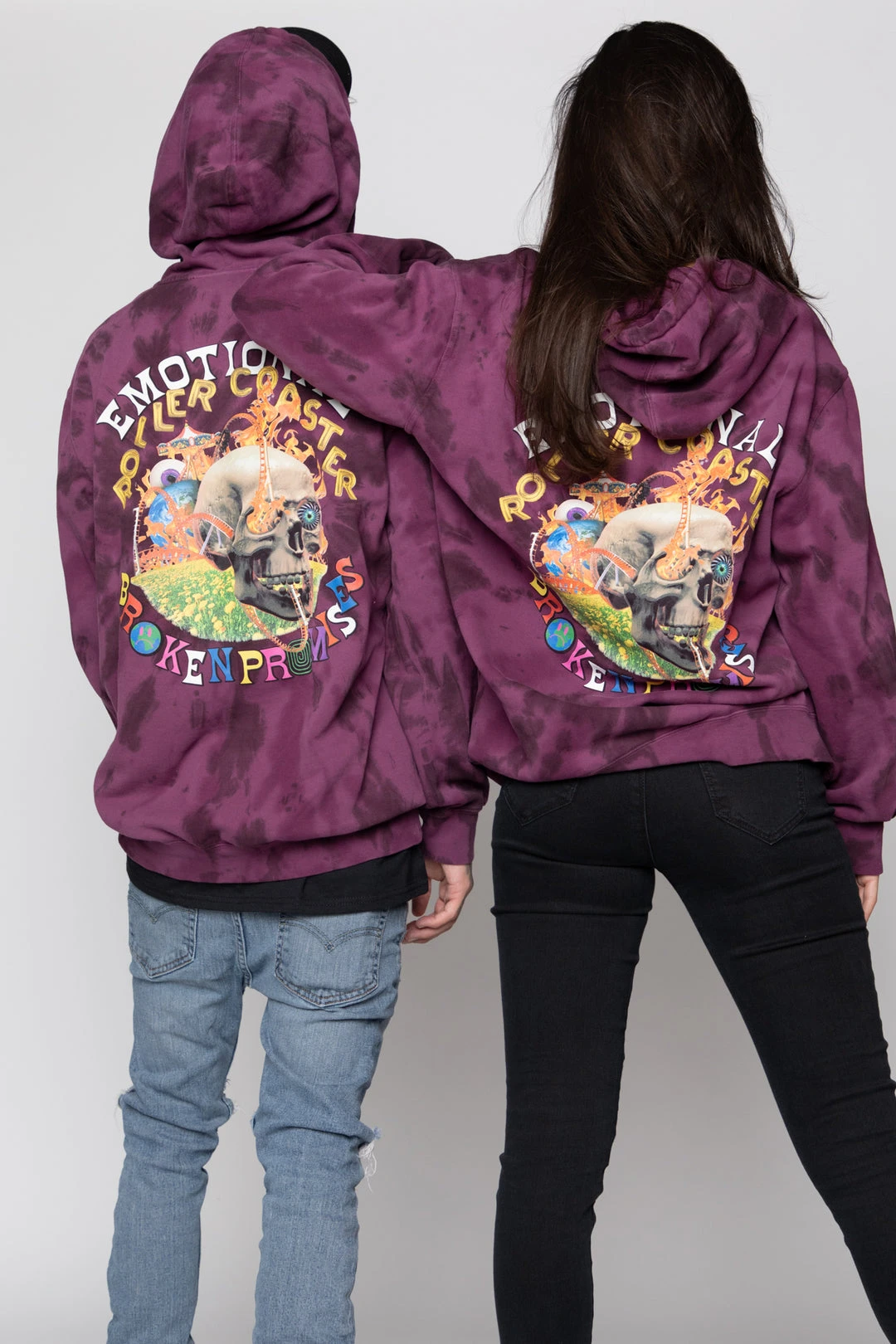 BROKEN PROMISES Hoodies Emotional Spiral Dye Hoodie Wash Purple