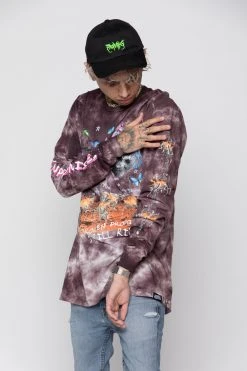 BROKEN PROMISES Shirts Thrill Ride Tie Dye Long Sleeve Purple