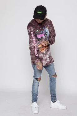 BROKEN PROMISES Shirts Thrill Ride Tie Dye Long Sleeve Purple