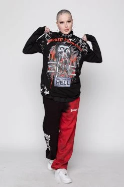 BROKEN PROMISES Split Dye Sweatpant Red/Black Bottoms