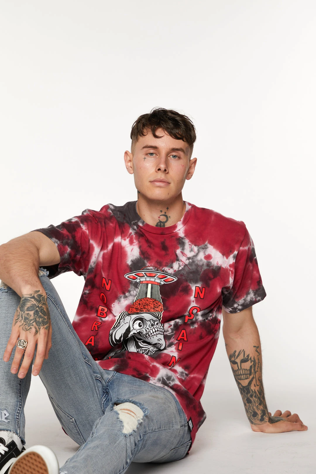 BROKEN PROMISES Brain Abduction Tie Dye Tee Red Shirts