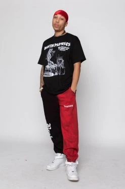 BROKEN PROMISES Split Dye Sweatpant Red/Black Bottoms