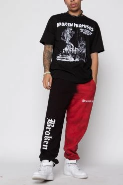 BROKEN PROMISES Split Dye Sweatpant Red/Black Bottoms