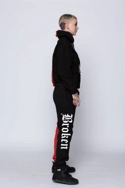 BROKEN PROMISES Split Dye Sweatpant Red/Black Bottoms