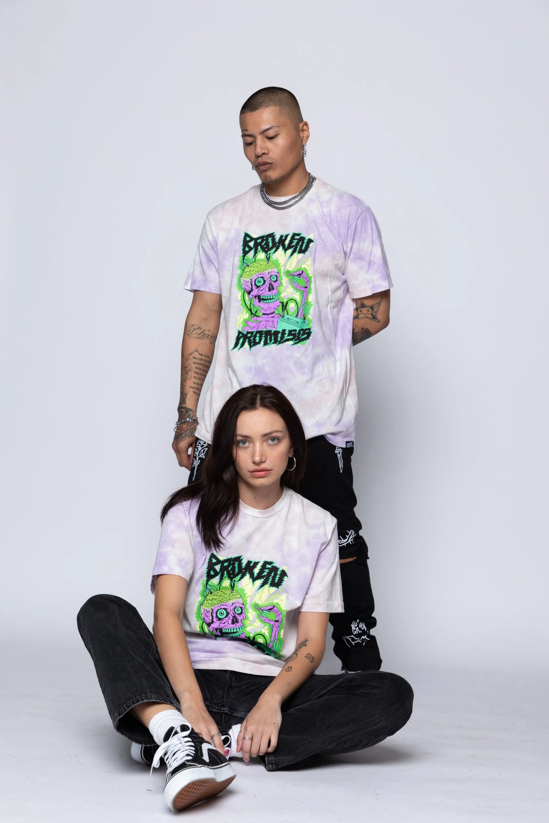 BROKEN PROMISES Shirts Fried Tie Dye Tee Lavender