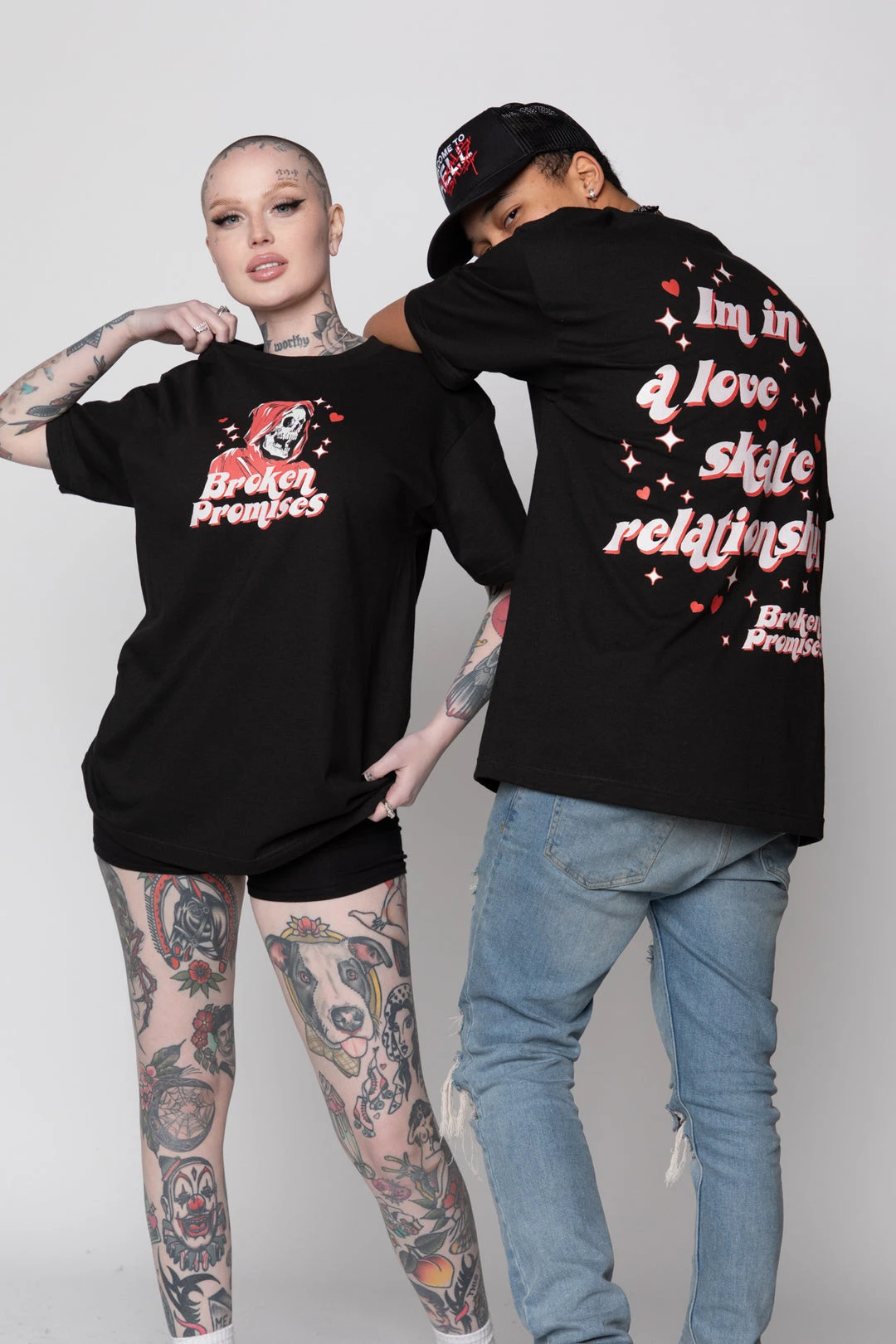 BROKEN PROMISES Love Skate SST Black Shirts