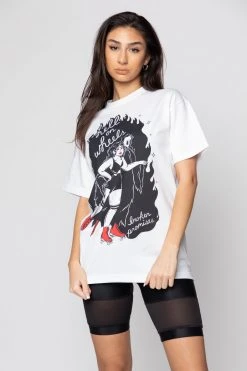 BROKEN PROMISES Roll With Me Tee White