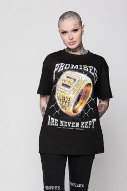 BROKEN PROMISES Shirts Champion Ring Tee Black