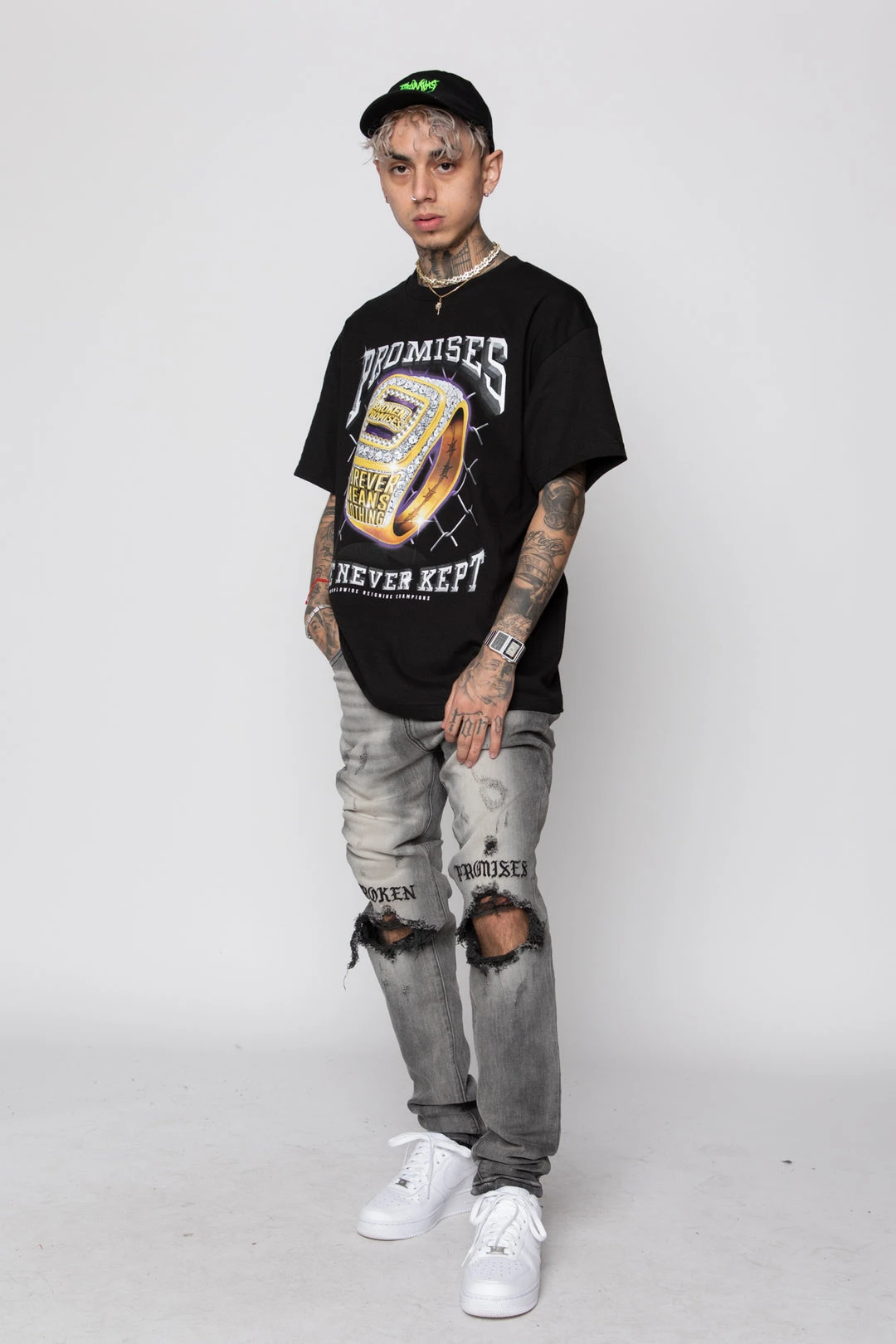 BROKEN PROMISES Shirts Champion Ring Tee Black