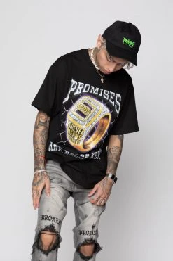 BROKEN PROMISES Shirts Champion Ring Tee Black