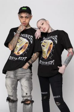 BROKEN PROMISES Shirts Champion Ring Tee Black