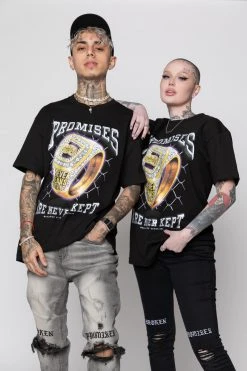 BROKEN PROMISES Shirts Champion Ring Tee Black
