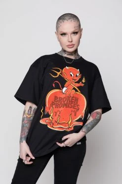 BROKEN PROMISES Burn Me SST Black - BP X Hot Stuff Shirts